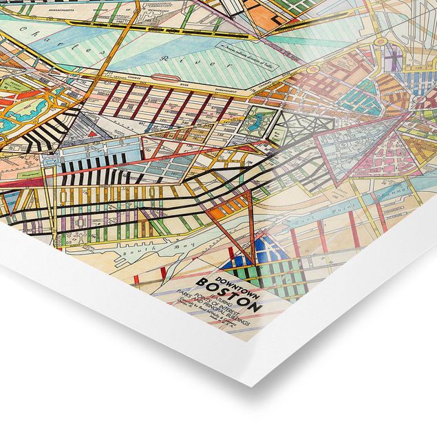 Prints Modern Map Of Boston