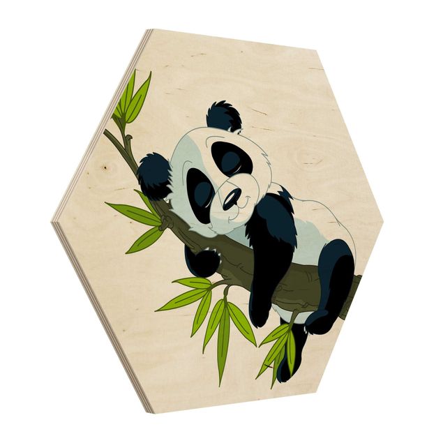 Prints on wood Sleeping Panda