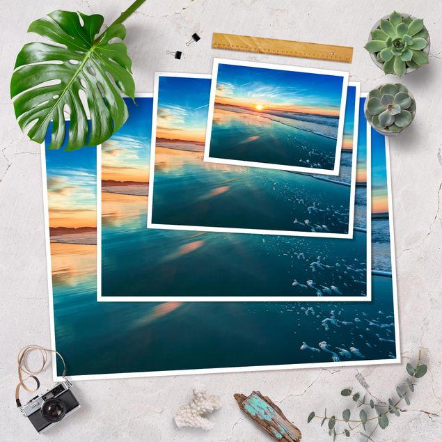 Wall art turquoise Romantic Sunset By The Sea