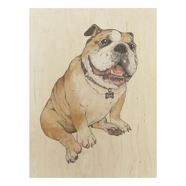Prints Illustration Dog Bulldog Painting