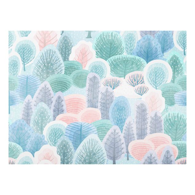 Splashback - Happy Forest In Pastel - Landscape format 4:3