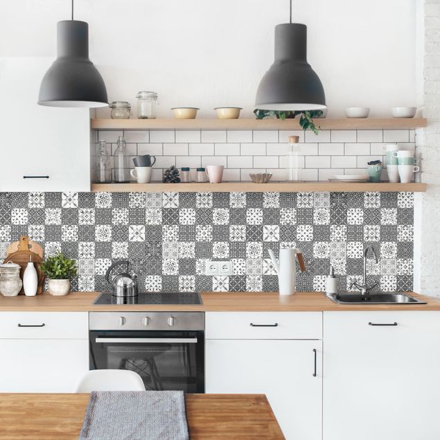 Kitchen splashback patterns Tile Pattern Mix Gray White