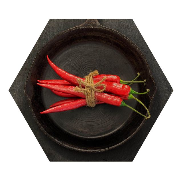 Red canvas wall art Red Chili Bundles In Pan On Slate