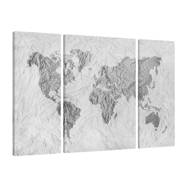 Canvas maps Paper World Map White Grey