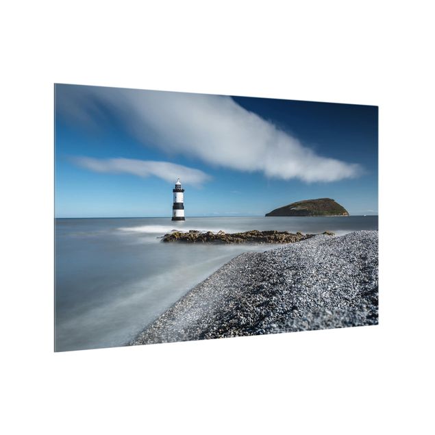 Glass splashback beach Lighthouse In Wales