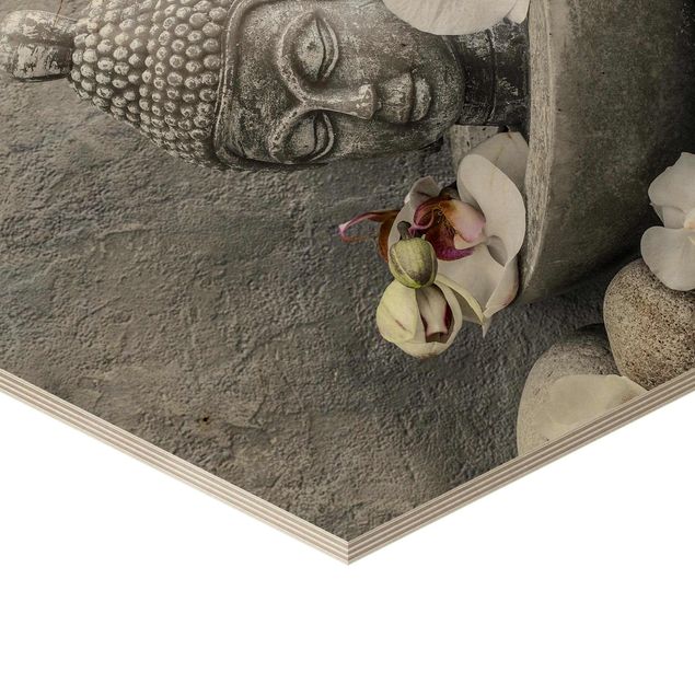Prints Zen Buddha, Orchids And Stones
