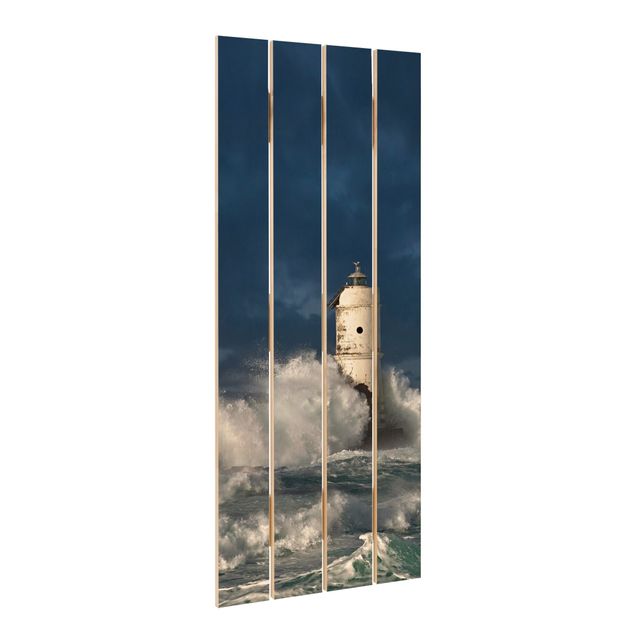Wood photo prints Lighthouse On Sardinia