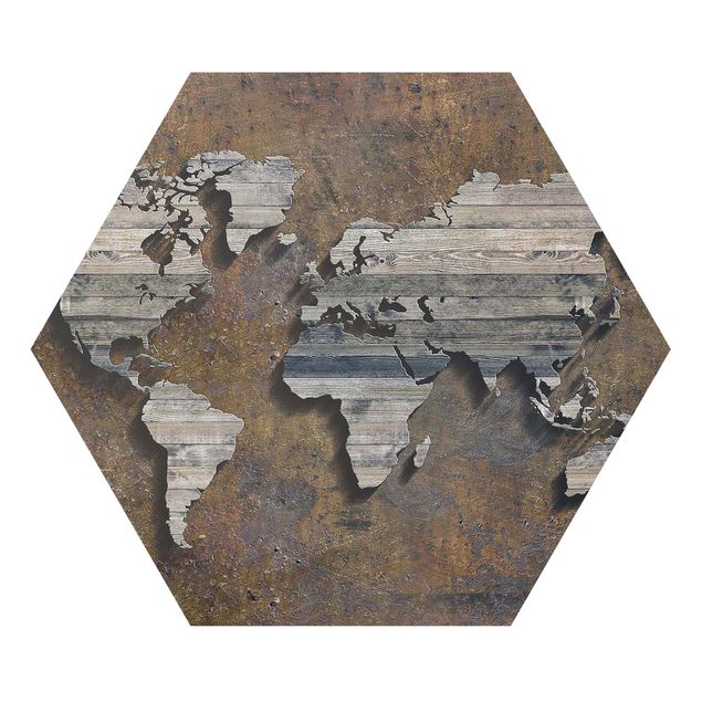 Forex prints Wooden Grid World Map