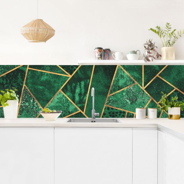 Kitchen splashback patterns Dark Emerald With Gold