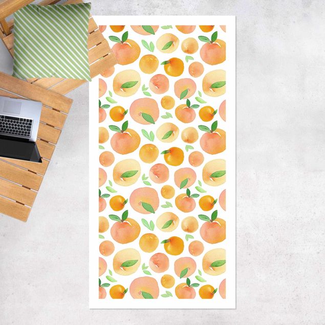 Outdoor rugs Watercolour Oranges With Leaves In White Frame