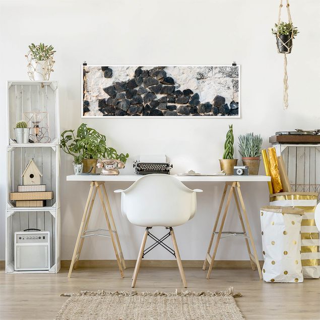 Art posters Wall With Black Stones