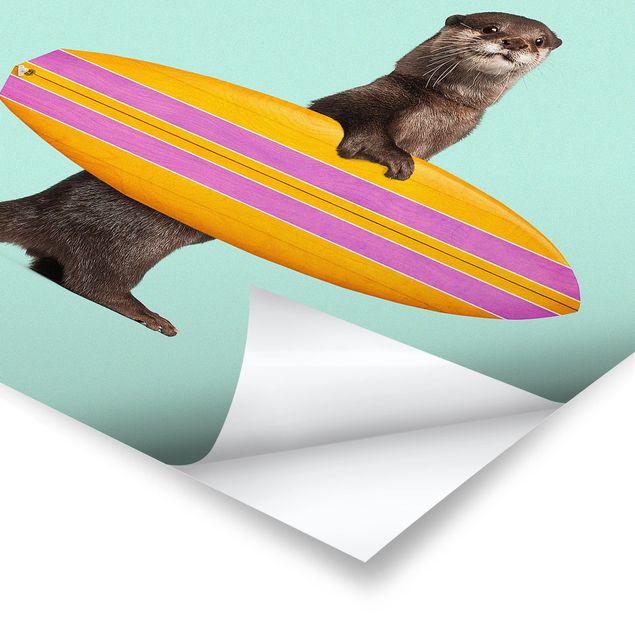Art posters Otter With Surfboard