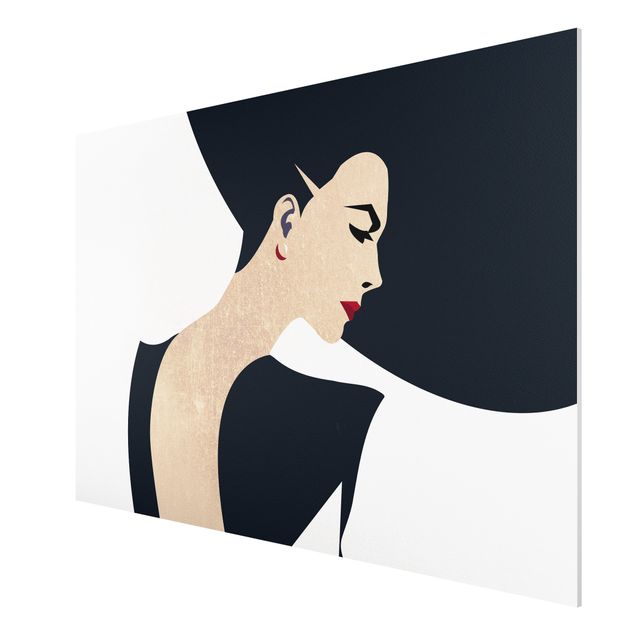 Contemporary art prints Lady With Hat Dark Blue