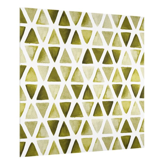 Glass splashbacks Olive Coloured Watercolour Triangles
