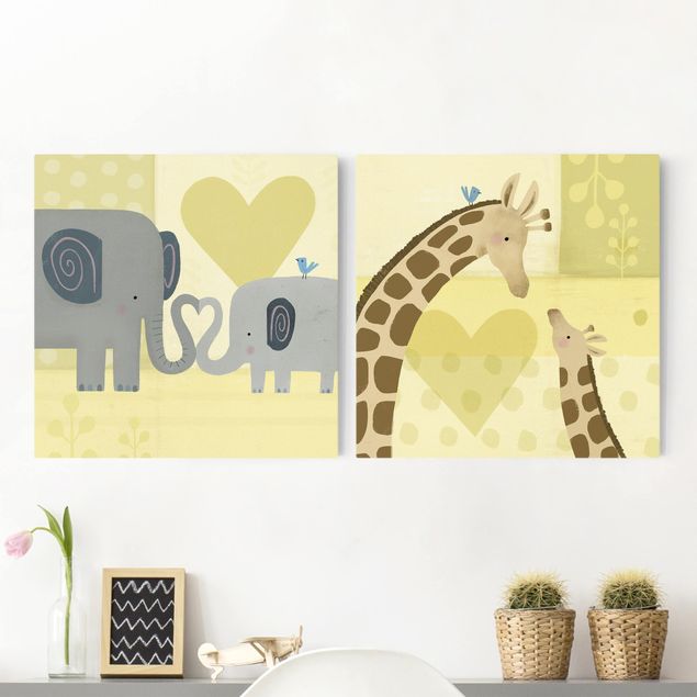 Canvas elefant Mom And I Set I