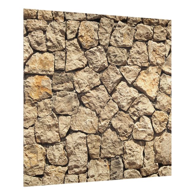 Glass splashback stone Old Wall Of Paving Stone