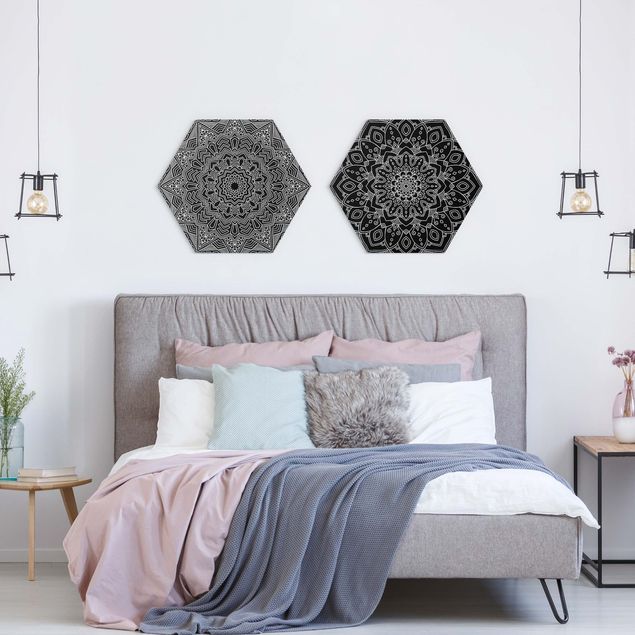 Modern art prints Mandala Flower Star Pattern Black