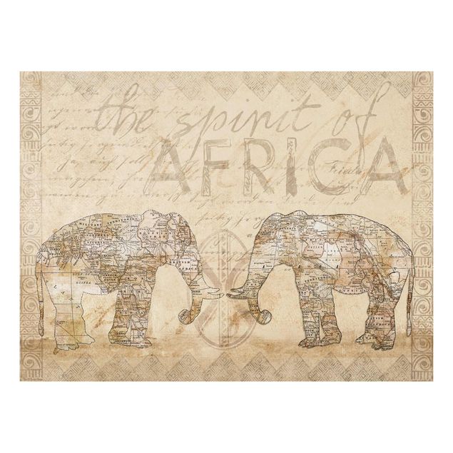 Prints elefant Vintage Collage - Spirit Of Africa