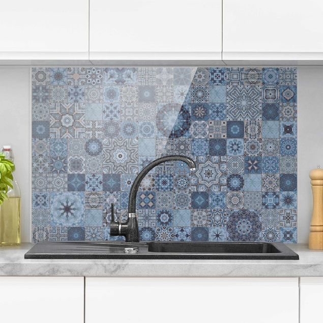 Kitchen Art Deco Tiles Bluish Grey Marble With Golden Shimmer