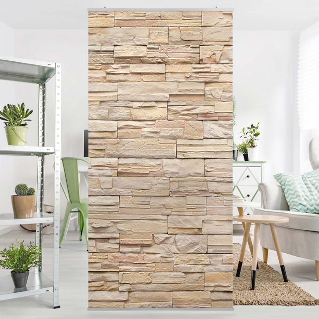 Room divider screen Asian Stonewall - High Bright Stonewall Made Of Cosy Stones