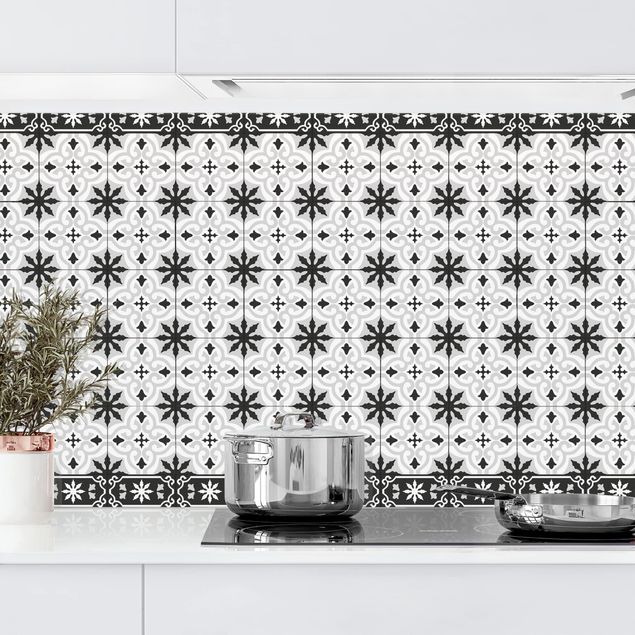 Kitchen Geometrical Tile Mix Cross Black
