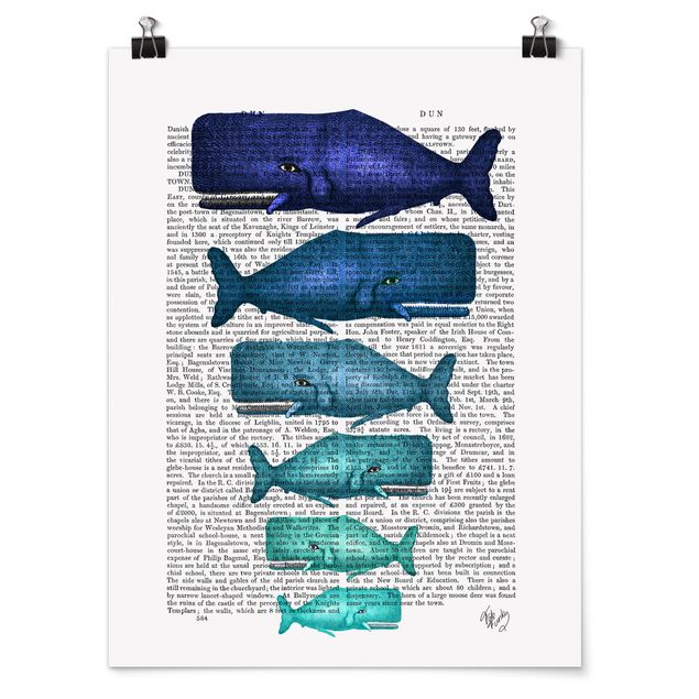 Quote wall art Animal Reading - Whale Family