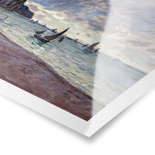 Sea life prints Claude Monet - Fishing Boats In Front Of The Beach And Cliffs Of Pourville