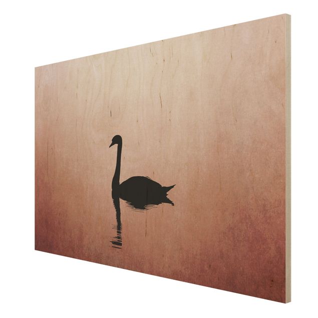 Prints Swan In Sunset