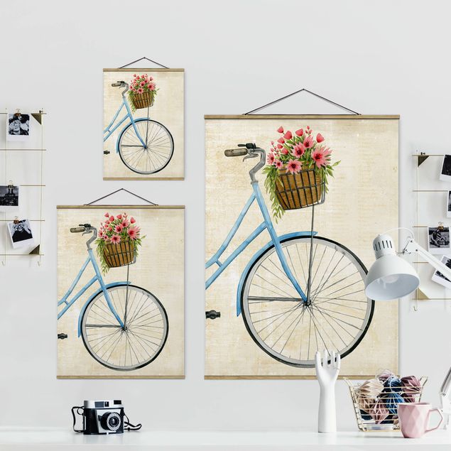 Fabric print with posters hangers Flowers Courier I