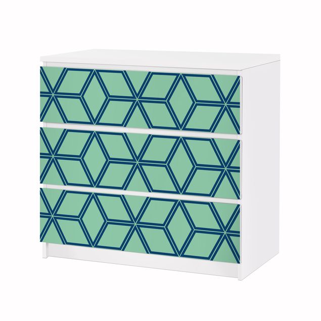 Adhesive films for furniture Cube pattern Green