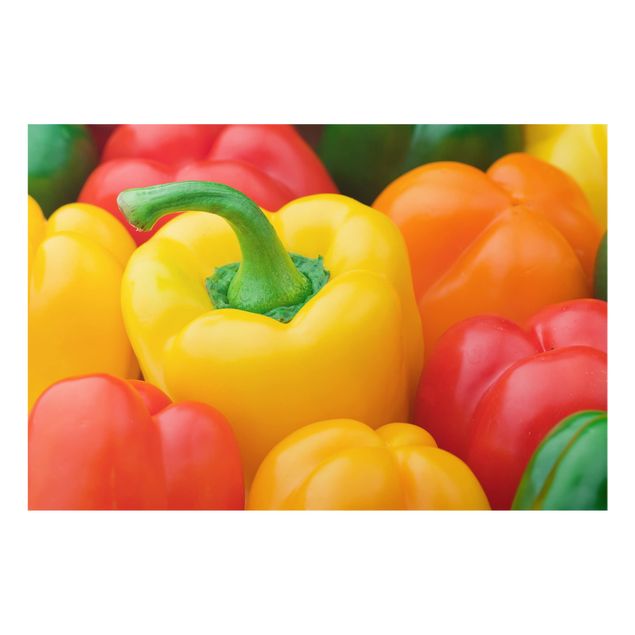 Glass splashback kitchen Colorful Peppers