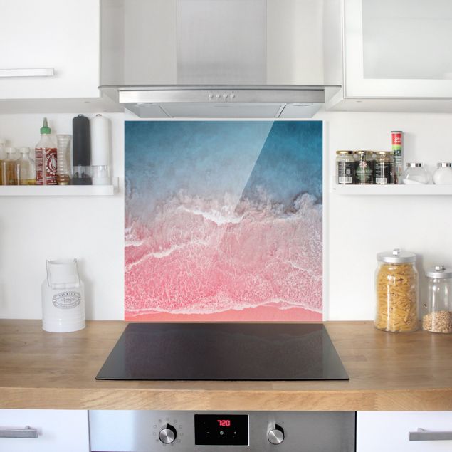 Glass splashback landscape Ocean In Pink