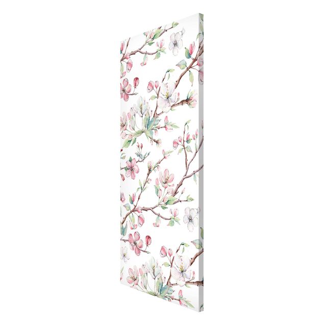 Floral canvas Watercolour Branches Of Apple Blossom In Light Pink And White