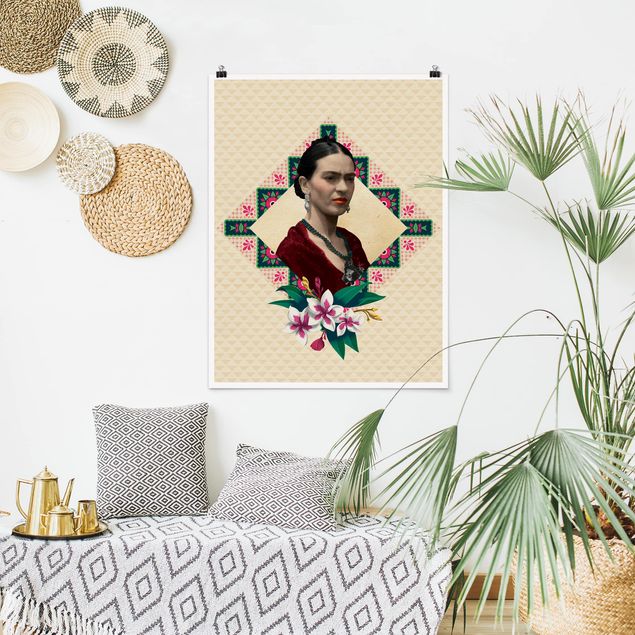 Art posters Frida Kahlo - Flowers And Geometry
