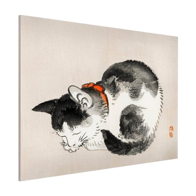 Kitchen Asian Vintage Drawing Sleeping Cat