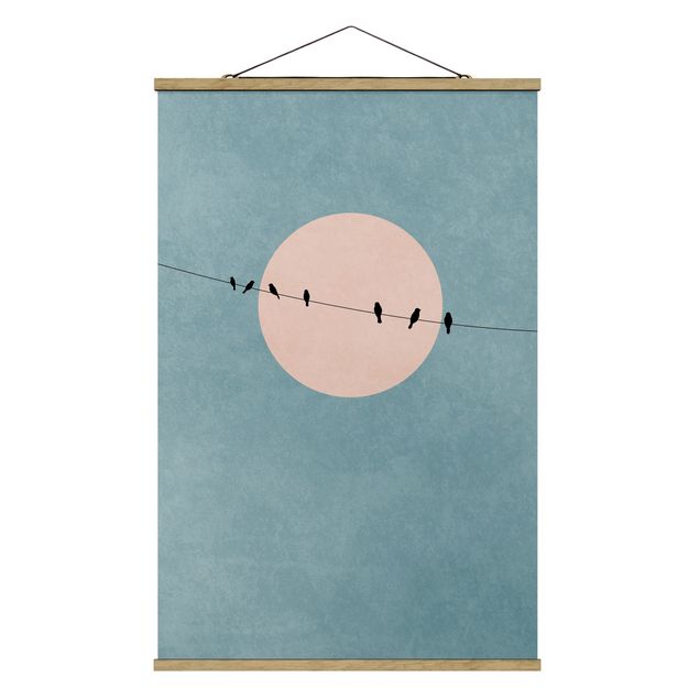 Animal canvas Birds In Front Of Pink Sun I