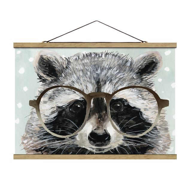 Prints nursery Animals With Glasses - Raccoon