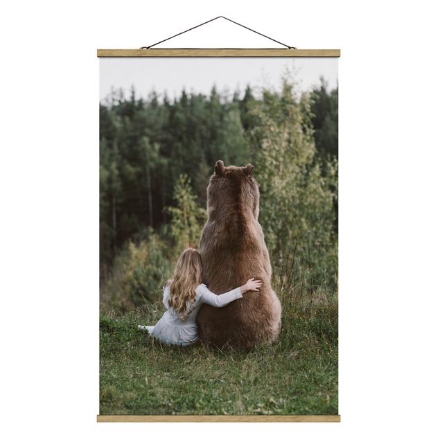 Prints nursery Girl With Brown Bear