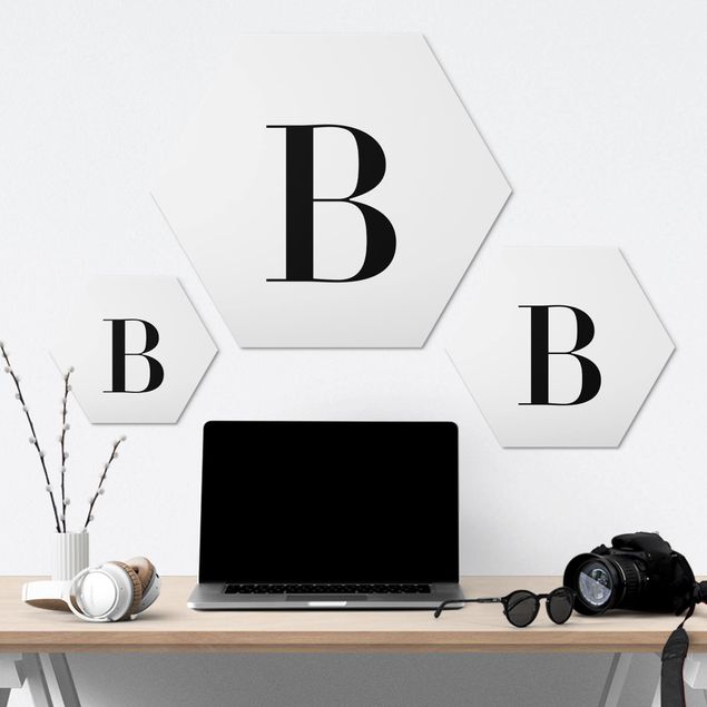Alu-Dibond hexagon - Letter Serif White B