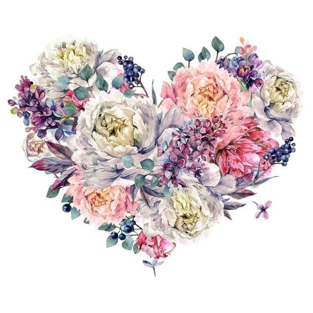 Wall stickers plants Watercolour Heart Blossoms Bouquet XXL