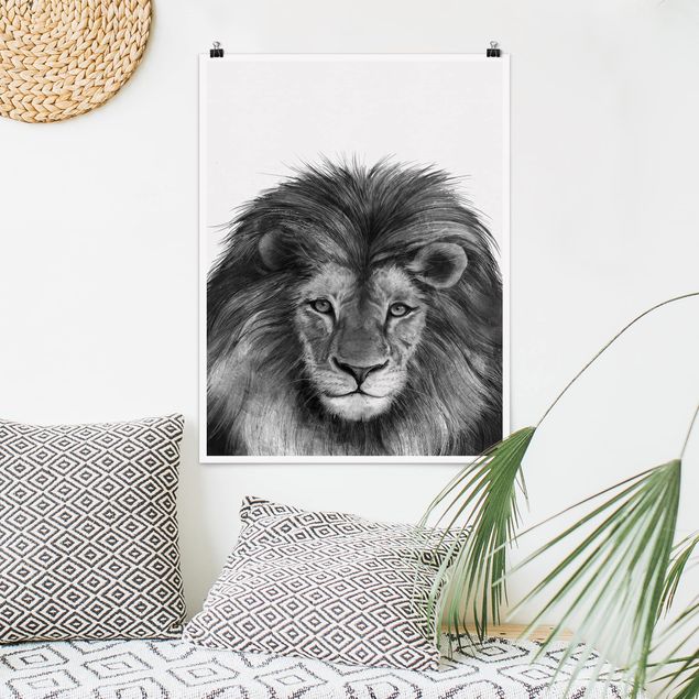 Lion canvas Illustration Lion Monochrome Painting