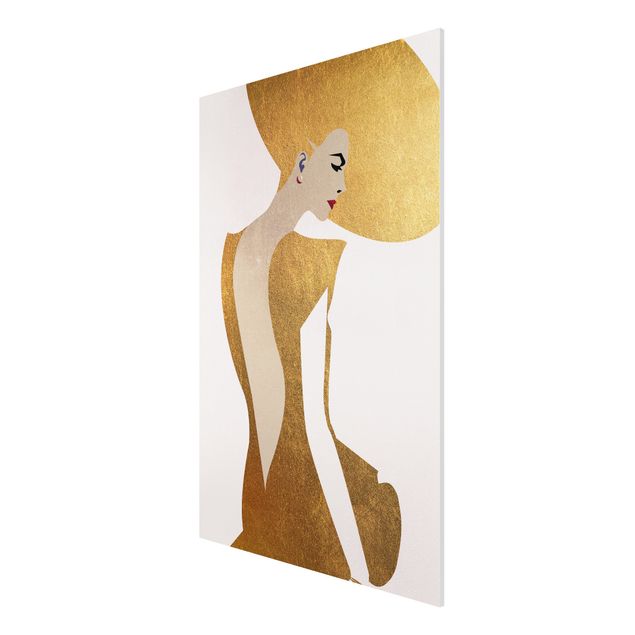 Contemporary art prints Lady With Hat Golden