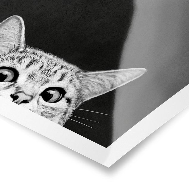 Animal wall art Illustration Cat Black And White Drawing