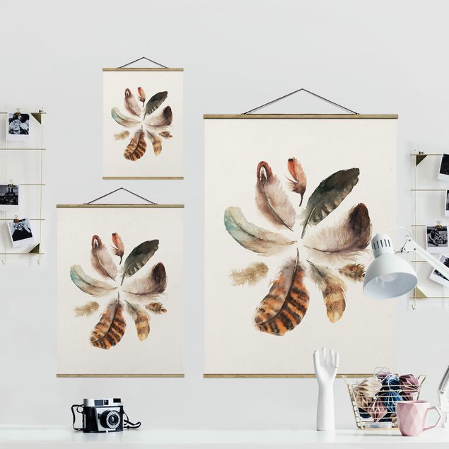 Fabric print with posters hangers Feather Collection