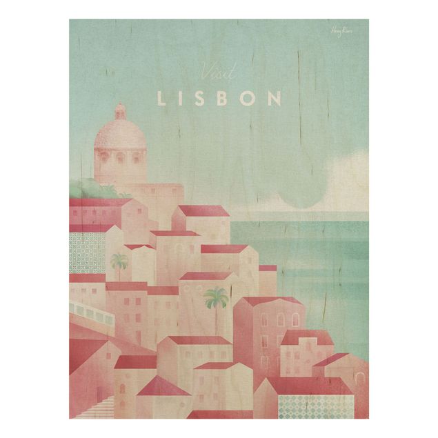 Wood prints landscape Travel Poster - Lisbon