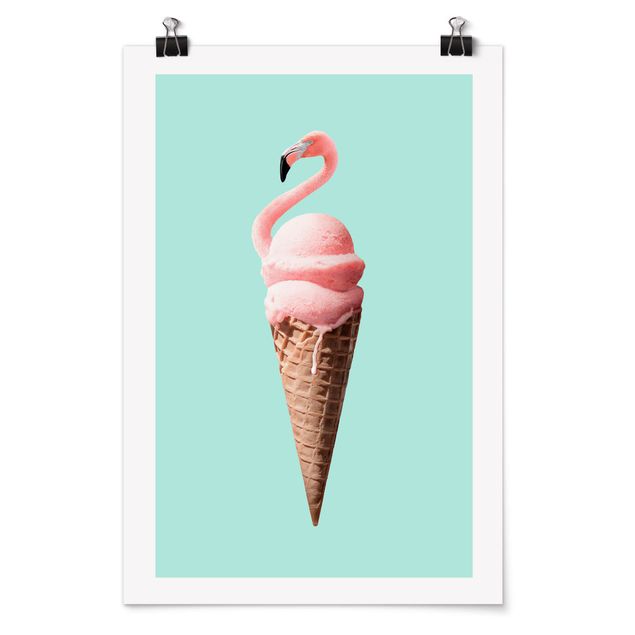 Animal canvas Ice Cream Cone With Flamingo