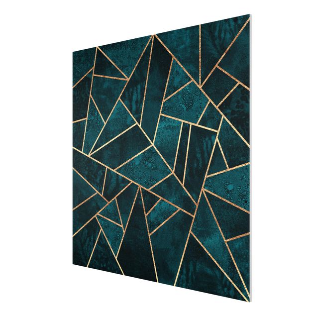 Abstract art prints Dark Turquoise With Gold
