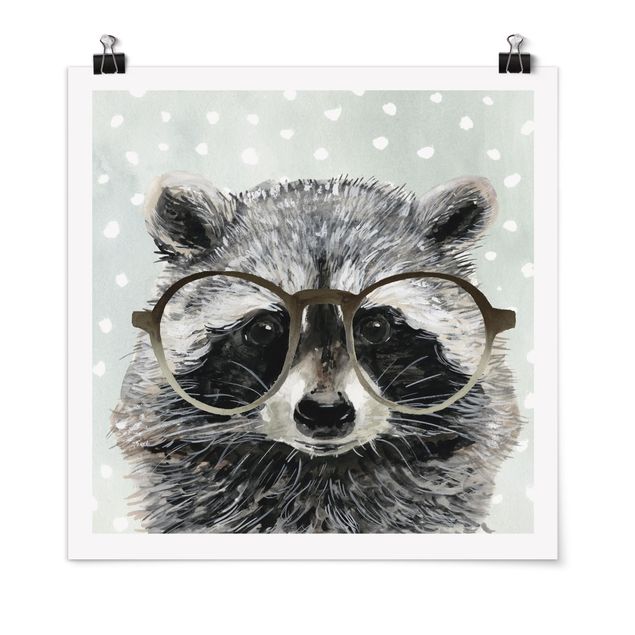Prints animals Animals With Glasses - Raccoon