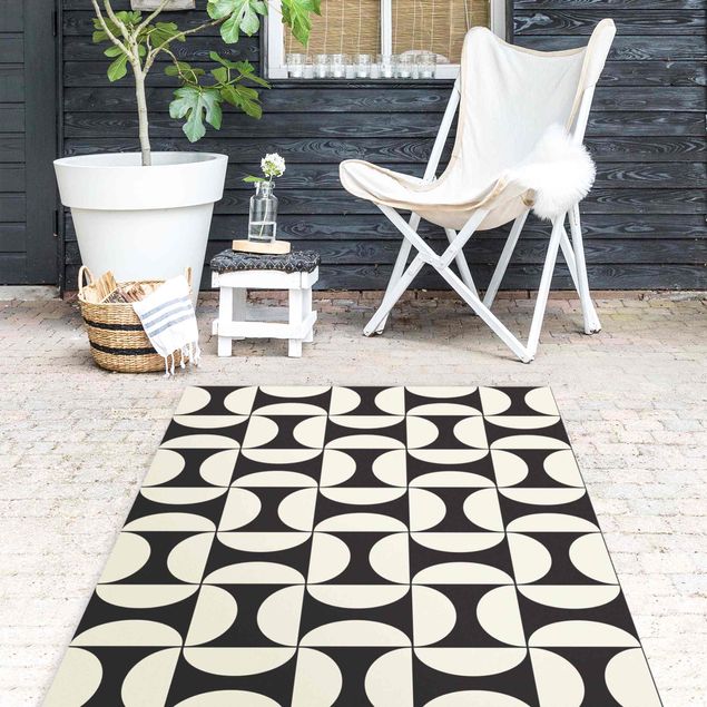 balcony mat Geometrical Tile Arches Sand With Border