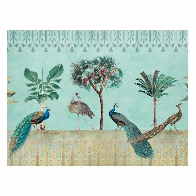 Magnet boards flower Vintage Collage - Tropical Bird With Palm Trees